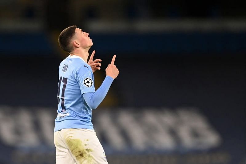 Phil Foden rejoices after scoring Manchester City's winner.